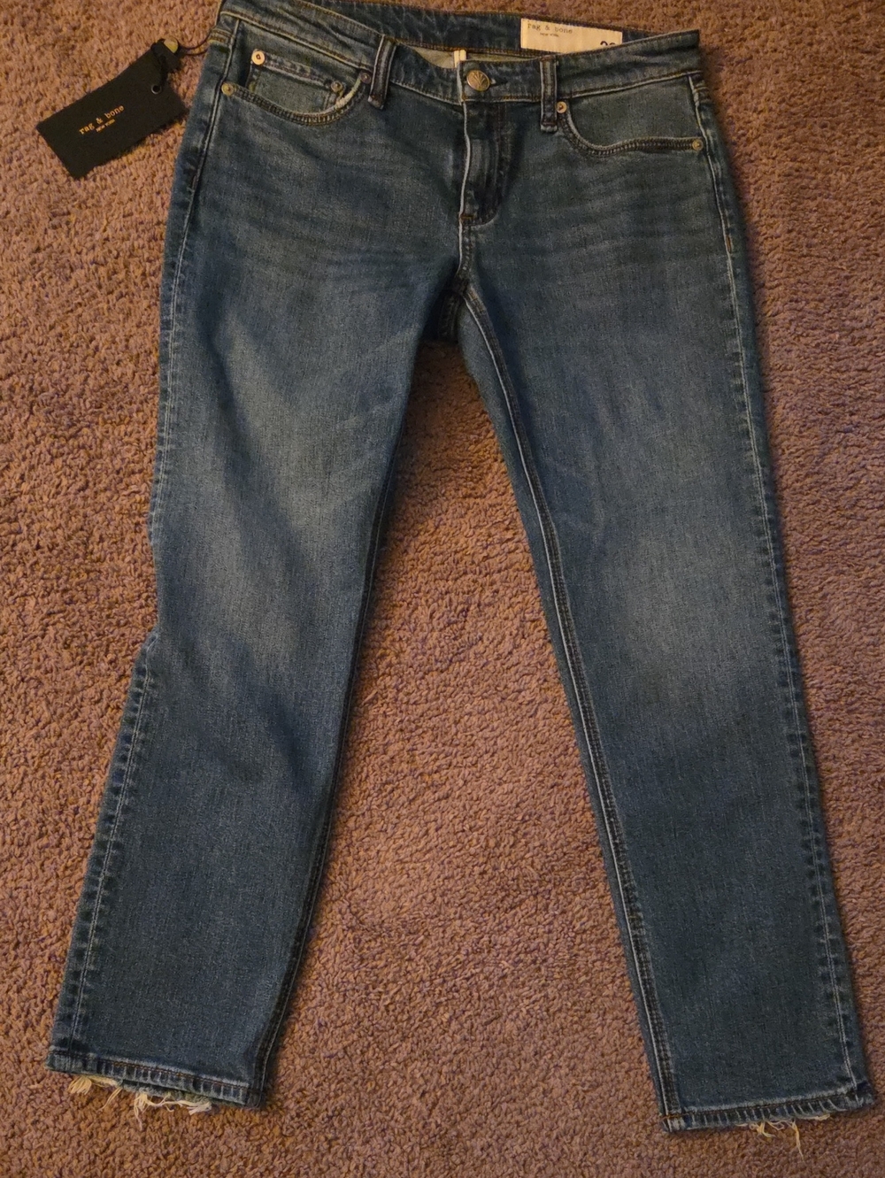 rag & bone Women's Boyfriend Jeans in Medium Blue Wash